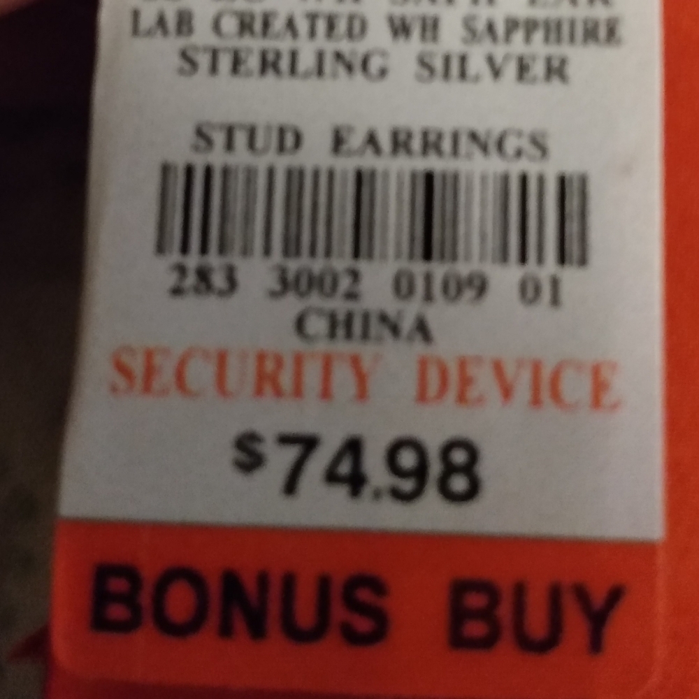 New Lab Created White Sapphire Sterling Silver Stud Earrings in Gift box